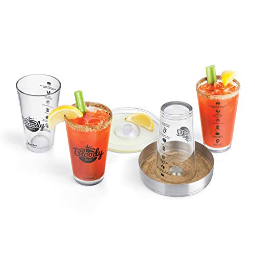 Final Touch Bloody Mary Set - 6 Piece Cocktail Kit with Glasses, Rimmer Tray, and Recipe Guide - Perfect for Home Bartende...