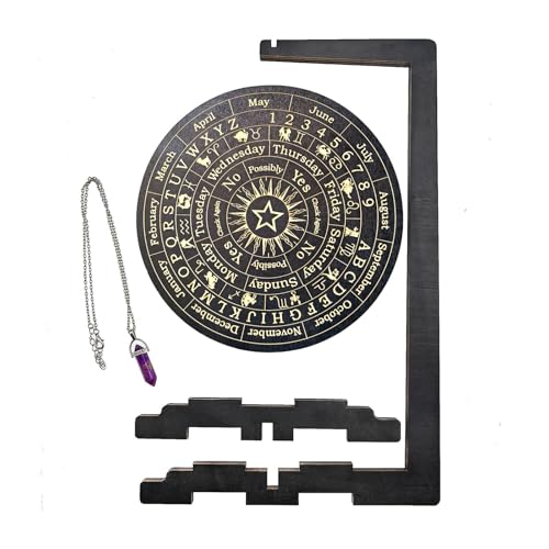 JDOQOKJ Wooden Pendulum Board with Crystal Stand,pendulum stand, 12.5x9 inch, Moon Phase Design, Meditation Room Decor (as...