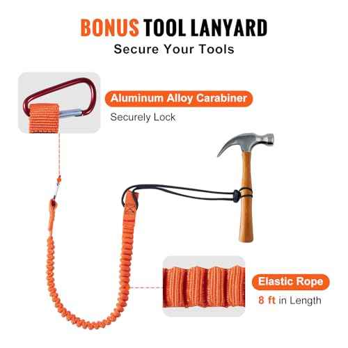 VEVOR 16mm Steel Core Flipline, 12ft(3.6m) Arborist Flipline, Flip Line for Tree Climbing with Alloy Steel Snap Hook & Aluminum Alloy Carabiner, 30KN Breaking Tension for Fall Protection, Tree Climber