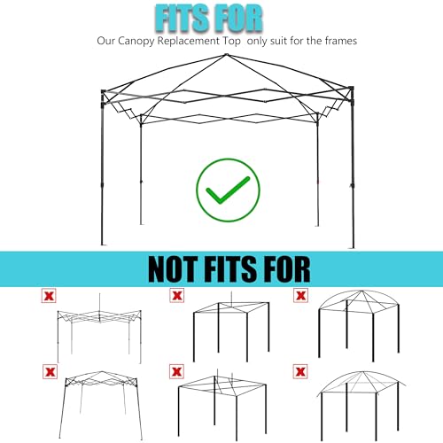 8x8 Canopy Replacement Top, Replacement Cover for 8x8 Pop Up Canopy Tent (Top Cover Only) White