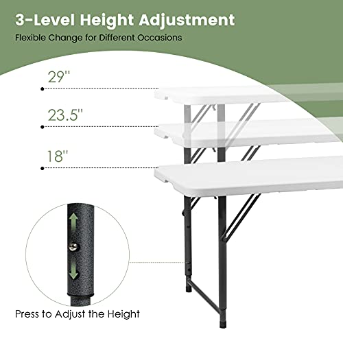 Goplus 4ft Folding Table, 48 x 24 Inch Indoor Outdoor Foldable Plastic Folding Tables, Height Adjustable Portable Rectangu...