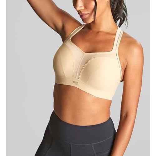 Panache Women's Power 5021 Underwire Padded Sports Bra |Latte,34FF| High Impact Sports Bra for Large Breasts, Racerback Support