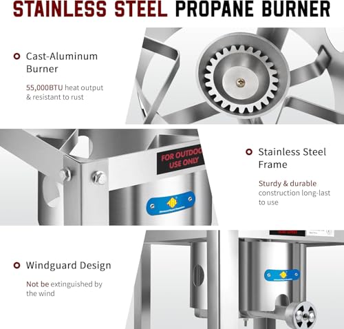 ARC Stainless Steel Mexican Cazo Para Carnitas With 55,000BTU Propane Burner Camping Stove,Outdoor Gas Stove Burner Cooker...