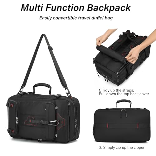 Mfinesun Travel Backpack for Men & Women, 50L Large Carry on Backpack Durable Convertible Duffle Bag Fit for 17 Inch Lapto...