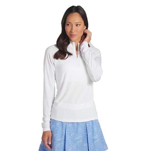 PUMA Women's You-V Solid 1/4 Zip, White, M