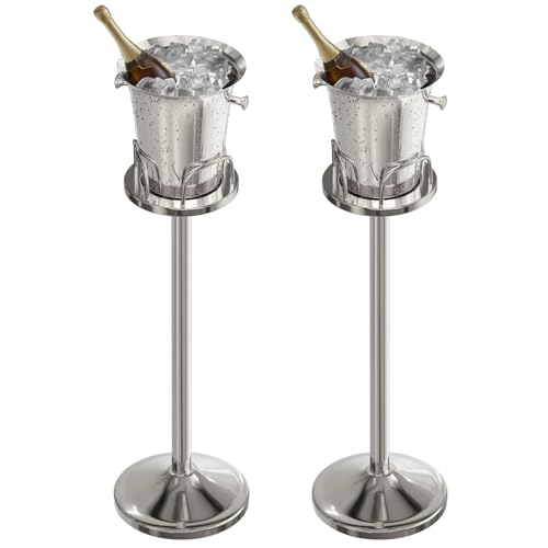 Ice Bucket with Stand Standing Champagne Bucket for Party Stainless Steel Wine Bucket Wine Cooler with Stand 5L Wine Chill...