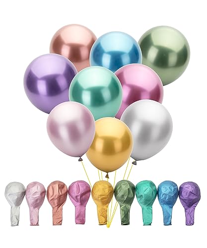 Mr. Pen- Metallic Balloons, 12 Inch, 54 Pack, 9 Colors, Balloons for Birthday Party