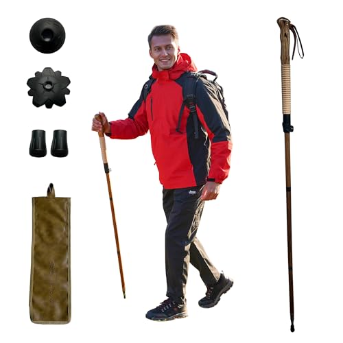 FOREST PILOT Trekking Pole - 1pc Pack Sassafras Wood Adjustable&Detachable Hiking or Walking Stick