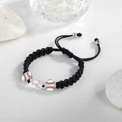 Baseball Number Bracelets for Men Athletes Jersey Number Bracelet Handmade Braided Adjustable Bracelets Personalized Baseball Gifts for Men