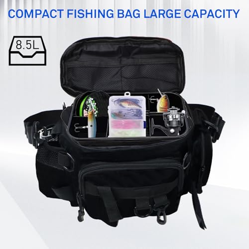JEVCSD Fishing Waist Bag with Adjustable Belt/Shoulder Strap, Waterproof Tackle Storage Bag, Fishing Fanny Pack for Men, S...