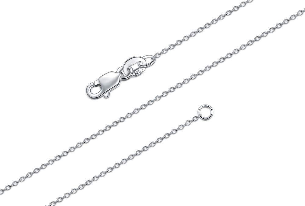BORUO 925 Sterling Silver Cable Chain Necklace, 1mm Solid Italian Nickel-Free Lobster Claw Clasp 14 Inch