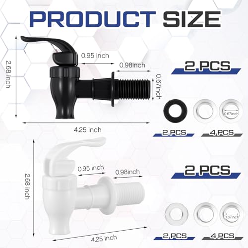 Honoson 4 Sets BPA-Free Replacement Faucet, Reusable Spigot Spout Lever Pour Dispenser for Valve Crock Tap for Outdoor Wat...