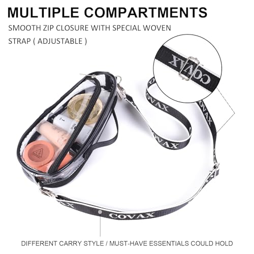 COVAX Clear Crossbody Purse Bag, Stadium Approved for Concerts, Festivals
