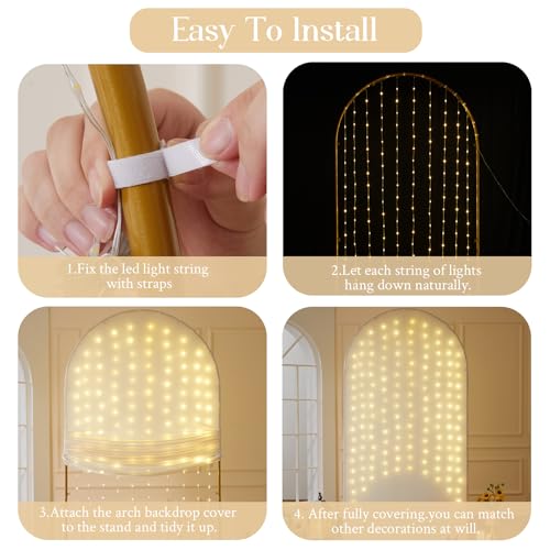 Ivory 7.2FT Arch Backdrop Cover with Lights String Wedding Arch Covers Stretchy Backdrop Party Baby Shower Bridal Shower P...