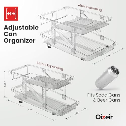 Expandable Soda Can Dispenser For Fridge - 2-Pack - Clear Transparent Soda Can Organizer For Refrigerator, Kitchen, and Pa...