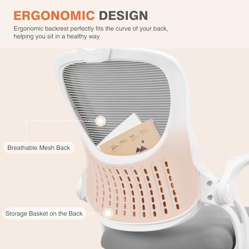 Sweetcrispy Home Office Desk Chair, Ergonomic High-Back Mesh Rolling Work Computer Chairs with Wheels and Adjustable Headr...
