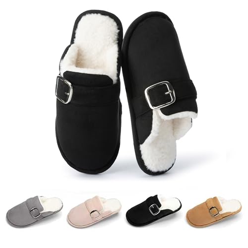 GOEWY Fuzzy Slippers for Women with Memory Foam Warm Winter Suede House Slippers Shoes Indoor Outdoor Gifts For Women Faux...