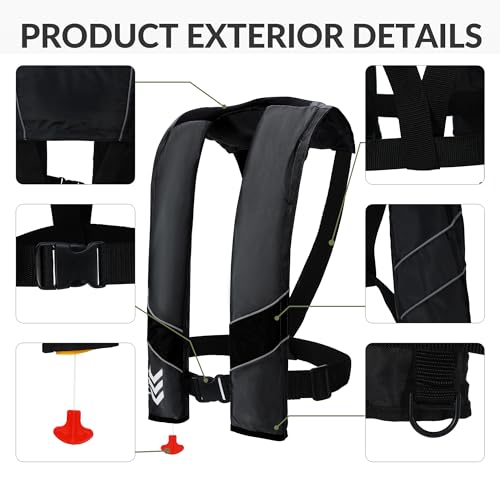 Automatic Inflatable Life Jackets for Adults Life Vests PFD Low Profile Load Capacity Up to 330lbs