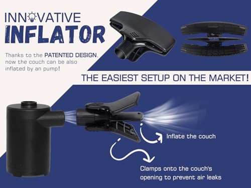 WEKAPO Inflatable Couch with Pump - Easiest Setup, Crazy Comfy & Ultralight - Blow up Lounger Chair Perfect for Hiking, Ca...