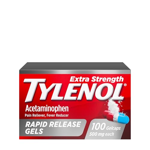 Tylenol Extra Strength Acetaminophen Rapid Release Gels, Pain Reliever & Fever Reducer, Gelcaps with Laser-Drilled Holes f...