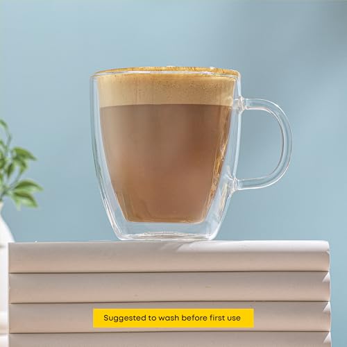 JoyJolt Savor Double Wall Insulated Glasses - Coffee Mugs (Set of 2) - 13.5-Ounces