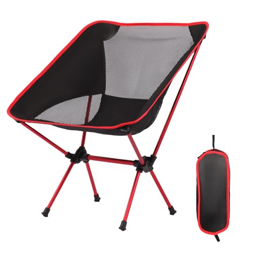 Veathzet Ultralight Camping Chair, Foldable Portable Camping Chair with Breathable Nylon Mesh, Compact Design & Carry Bag ...