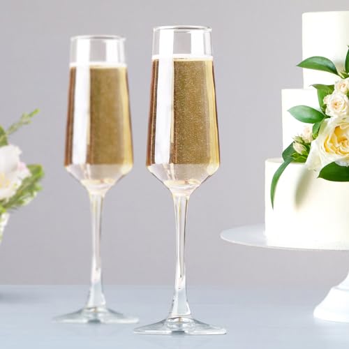 PARACITY Champagne Flutes, Champagne Glasses Set of 2, Elegant 8.5oz Glass Champagne Flutes, Gift for Birthday, Wedding, C...