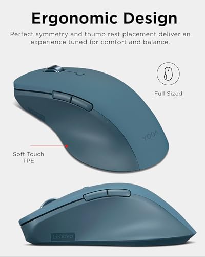 Lenovo Yoga Pro Mouse, Bluetooth, USB-C Rechargable, Dual Mode Bluetooth, 6 Button, Right Handed Design, Ergonomic Design,...