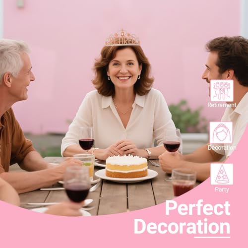 Papoopy Retirement Party Decorations with Tiara and Sash for Women, Happy Retired Crown and Sash for Gift