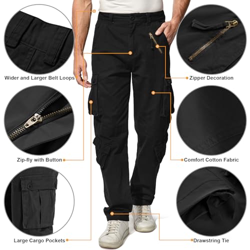 Men's BDU Casual Military Pants, Tactical Wild Army Combat ACU Rip Stop Camo Cargo Work Pants Trousers with 8 Pockets