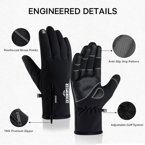 EKOROMIER Winter Gloves for Men Women, -12℉ Touchscreen Gloves Waterproof Windproof Thermal Skiing Gloves with 3M Thinsula...