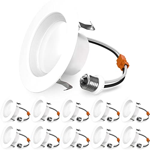 Sunco 10 Pack Retrofit LED Recessed Lighting 4 Inch, 3000K Warm White, Dimmable Can Lights, Baffle Trim, 11W=60W, 660 LM, ...