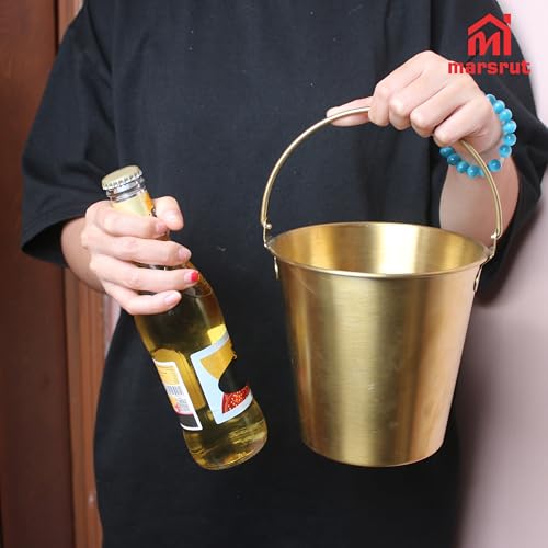 Gold Champagne Bucket for Ice Drink Bottle Beer Drinks Cooling Chilling Beverage Wine, Container Tub Chiller Buckets with ...