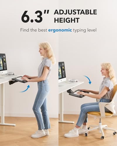 HUANUO Keyboard Tray Under Desk, 360 Adjustable Ergonomic Sliding Keyboard & Mouse Tray, Under Desk Keyboard Tray Slide Ou...