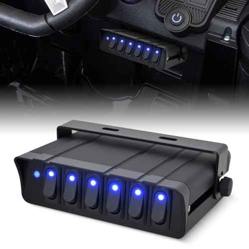 Nilight 6 Gang Rocker Switch Box Waterproof SPST Toggle Panel Blue LED 12V 24V 20A 60Amp Max for Automotive Cars Vehicles Boats RVs Campers SUVs