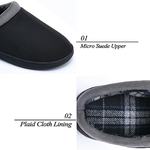 Memory Foam Mens Slippers Slip-On Comfy House Slippers for Men Indoor Outdoor Non-Slip Warm Winter Men’s Bedroom Slippers ...