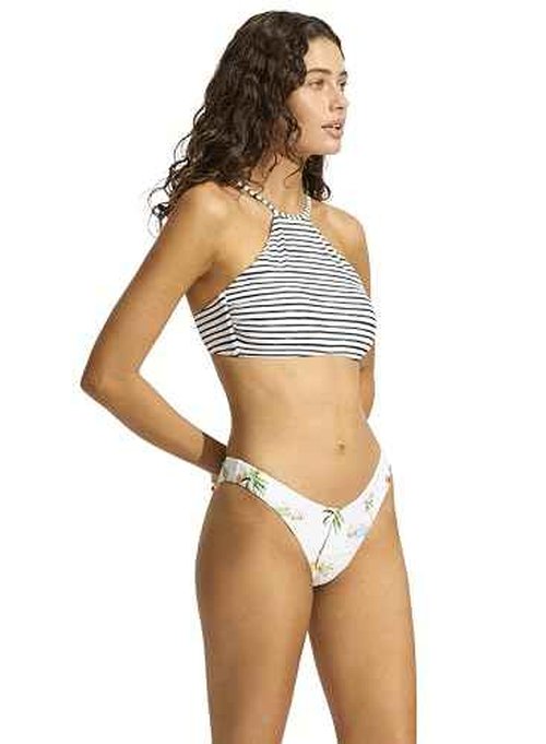 Seafolly Women's Standard High Cut Pant Bikini Bottom Swimsuit, Isla Palm White