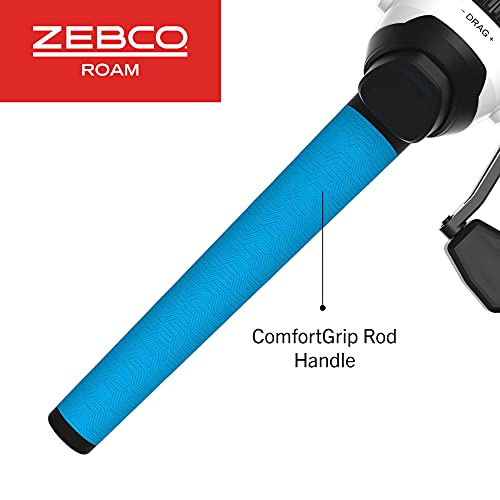 Zebco Roam Spincast Reel and Fishing Rod Combo, 6-Foot 2-Piece Fiberglass Fishing Pole with ComfortGrip Handle, Quickset A...