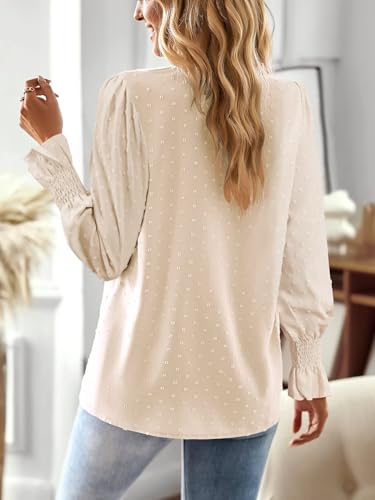 Falechay Boho Tops for Women V Neck Blouses Flowy Swiss Dot Dressy Casual Lace Womens Long Sleeve Shirts Trendy 2026