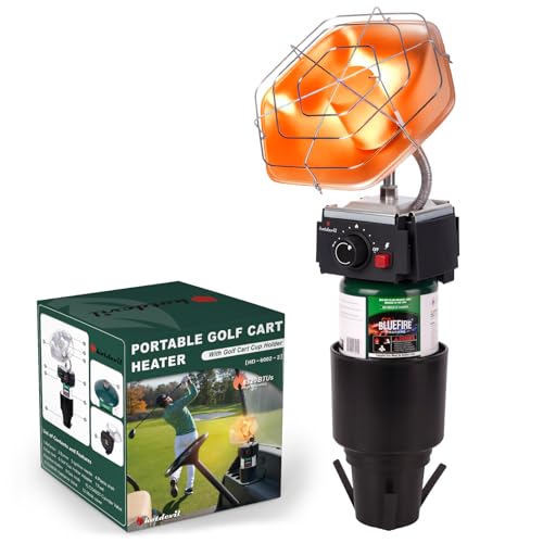 Hotdevil Golf Cart Heater，Catalytic Burner Portable Propane Heater with Golf Cart Cup Holder，Pulse ignition，8520 BTU High ...