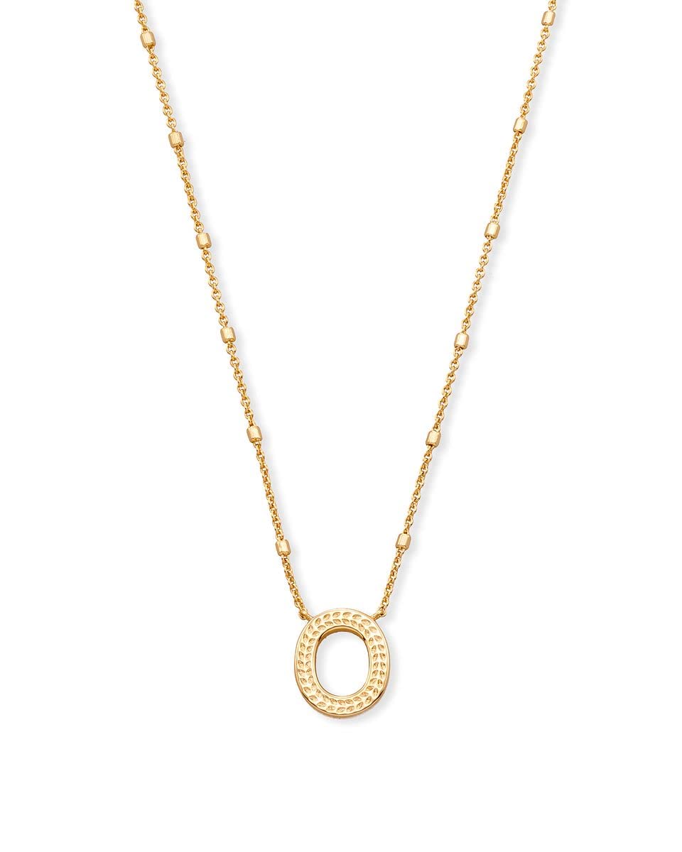 Kendra Scott Letter O Pendant Necklace for Women, Fashion Jewelry, 14k Gold-Plated Brass, Gold Metal, Letter O