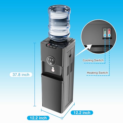Muhub Water Dispenser with Beverage Cooler, Top Loading Water Dispenser with Hot, Cold & Room 3 Temperature Water Setting...
