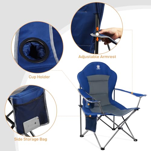EVER ADVANCED Folding Camping Chair with High Back Padded 2 Pack Oversized Portable Lawn Chairs Lightweight Sturdy Steel F...