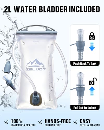 Zelvot Running Vest with 2L Water Bladder, Hydration Backpack, USA Original Patent, Lightweight Hydration Pack with Gear H...