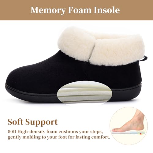RockDove Women's Closed Back Bootie Slippers with Memory Foam Sherpa Lining Faux Suede Upper Non-Slip Sole Indoor Outdoor