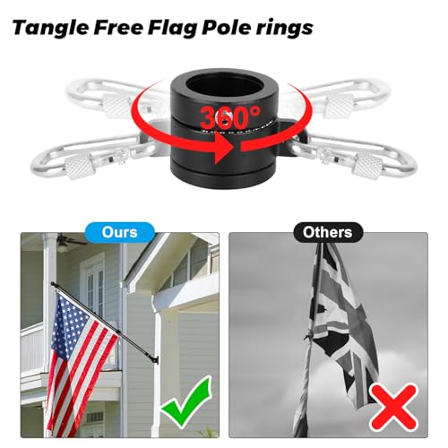 Msnaile 6FT Carbon Fiber Flag Pole, Flagpole for Outside House, Porch Flagpoles, Tangle Free Black Flag Pole Kit, Wind-Res...