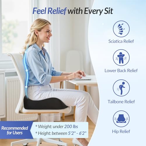 ZIKEE Pioneering Seat Cushion for Pressure Relief, Ergonomic Office Chair Cushion for Sciatica, Back, Hemorrhoids & Tailbo...