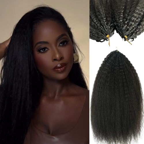 Knotless Pre-Separated Crochet Hair Extensions Kinky Straight 100% Human Hair Feather Crochet Braid Hair Extensions Natural Color 18Inch 60g