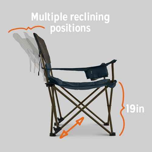 Kelty Deluxe Lounge Chair ? Folding Outdoor Camp Chair, Insulated Cupholders, Customized Recline, Steel Frame, Padded Roll Storage, 2024 (Deep Lake)