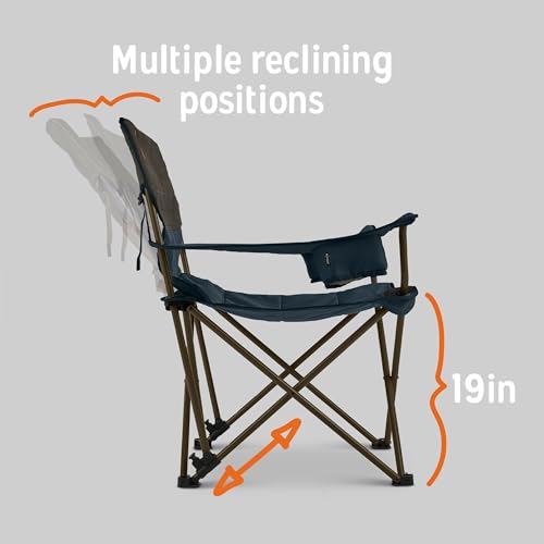 Kelty Deluxe Lounge Chair – Folding Outdoor Camp Chair, Insulated Cupholders, Customized Recline, Steel Frame, Padded Roll...